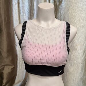 Nike Women's Black and Pink Crop Top Sports Bra